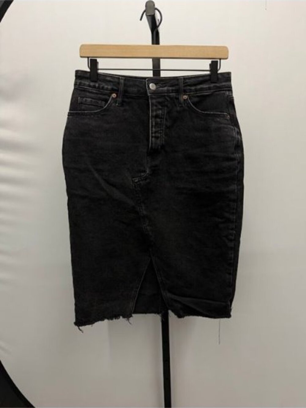 Old Navy Higher High Rise Black Midi Denim Skirt